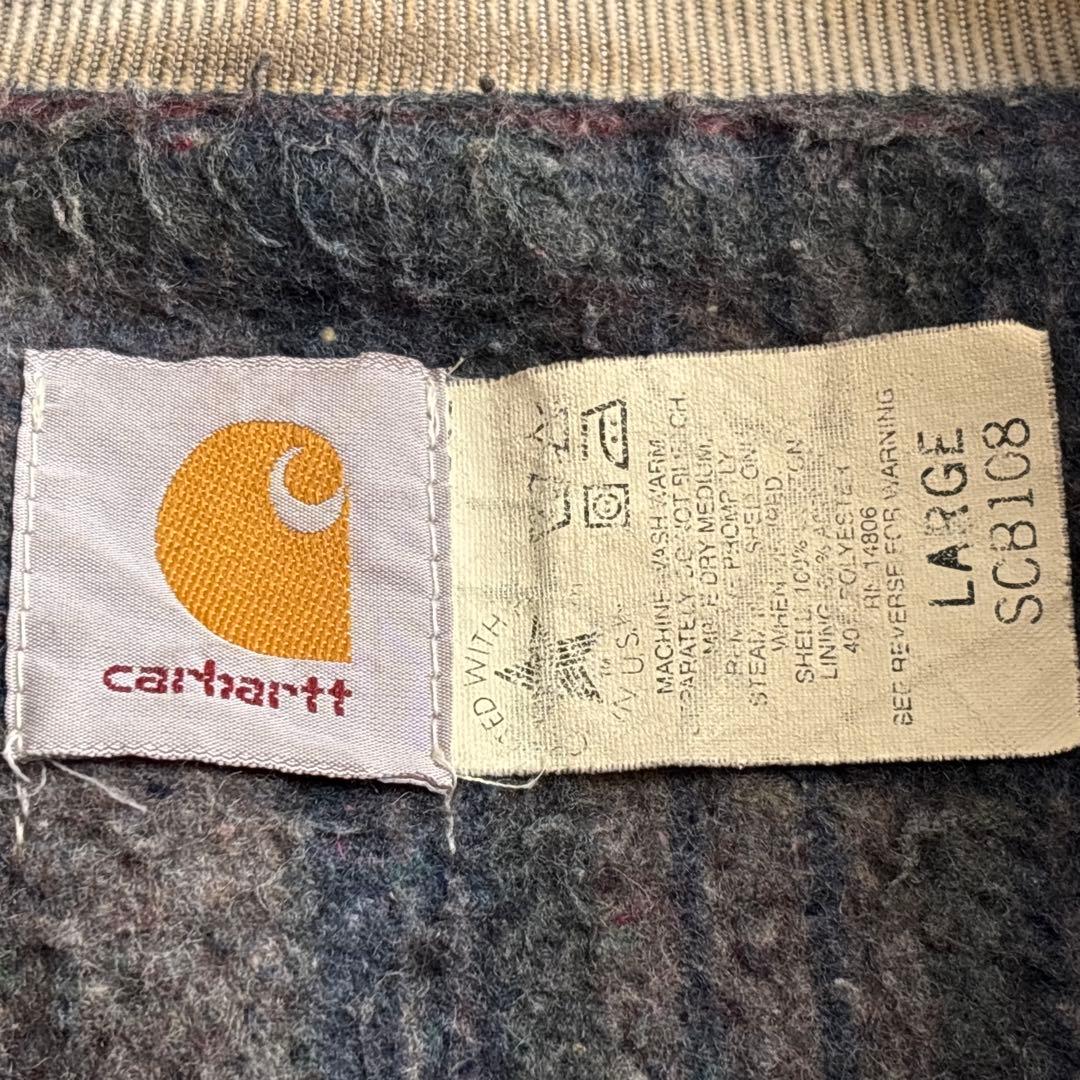 90's/USA製/carhartt【L】デニム チョアコート 襟コーデュロイ