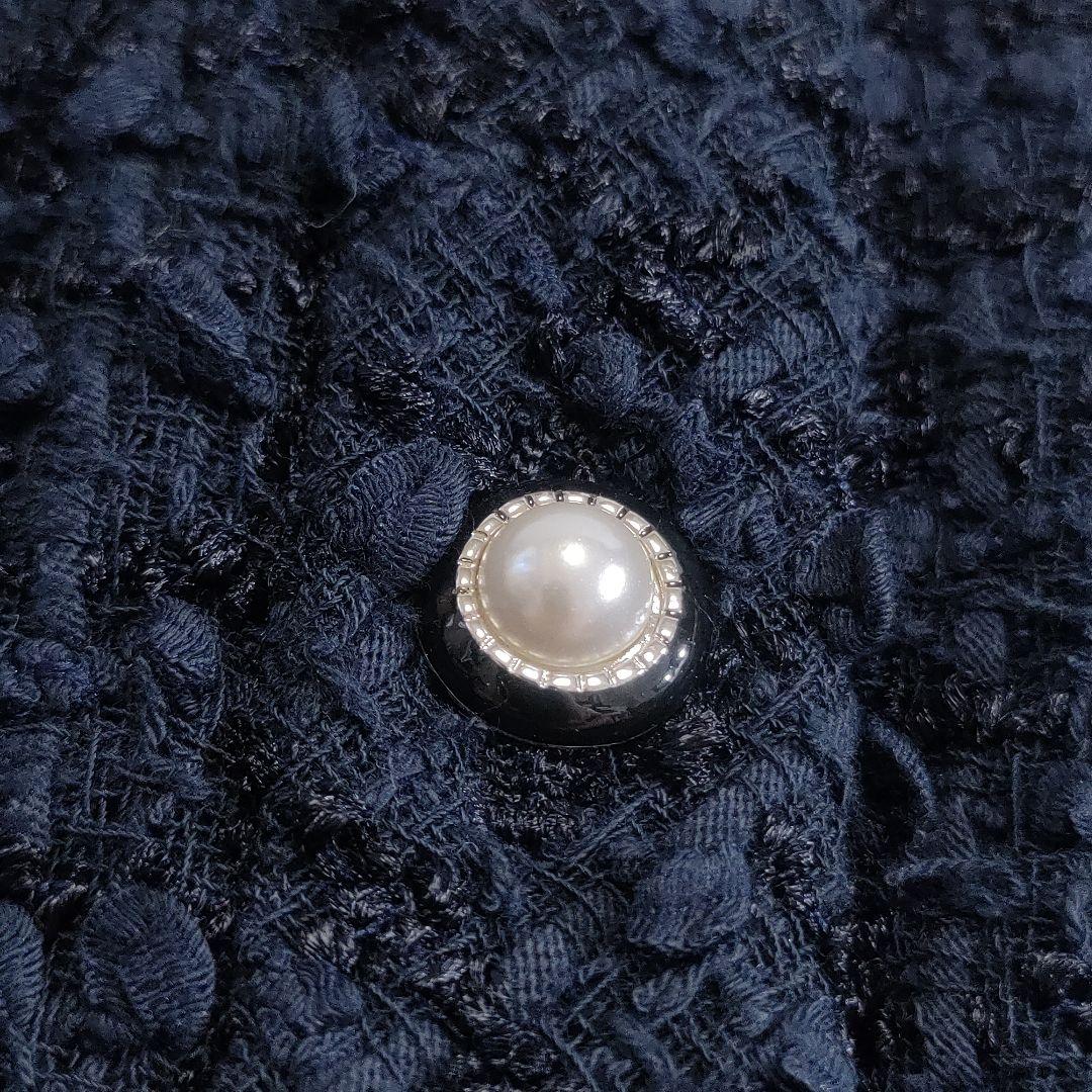 ハンガー付き美品✨FOXEY　パールボタンツイードジャケット　ネイビー　38