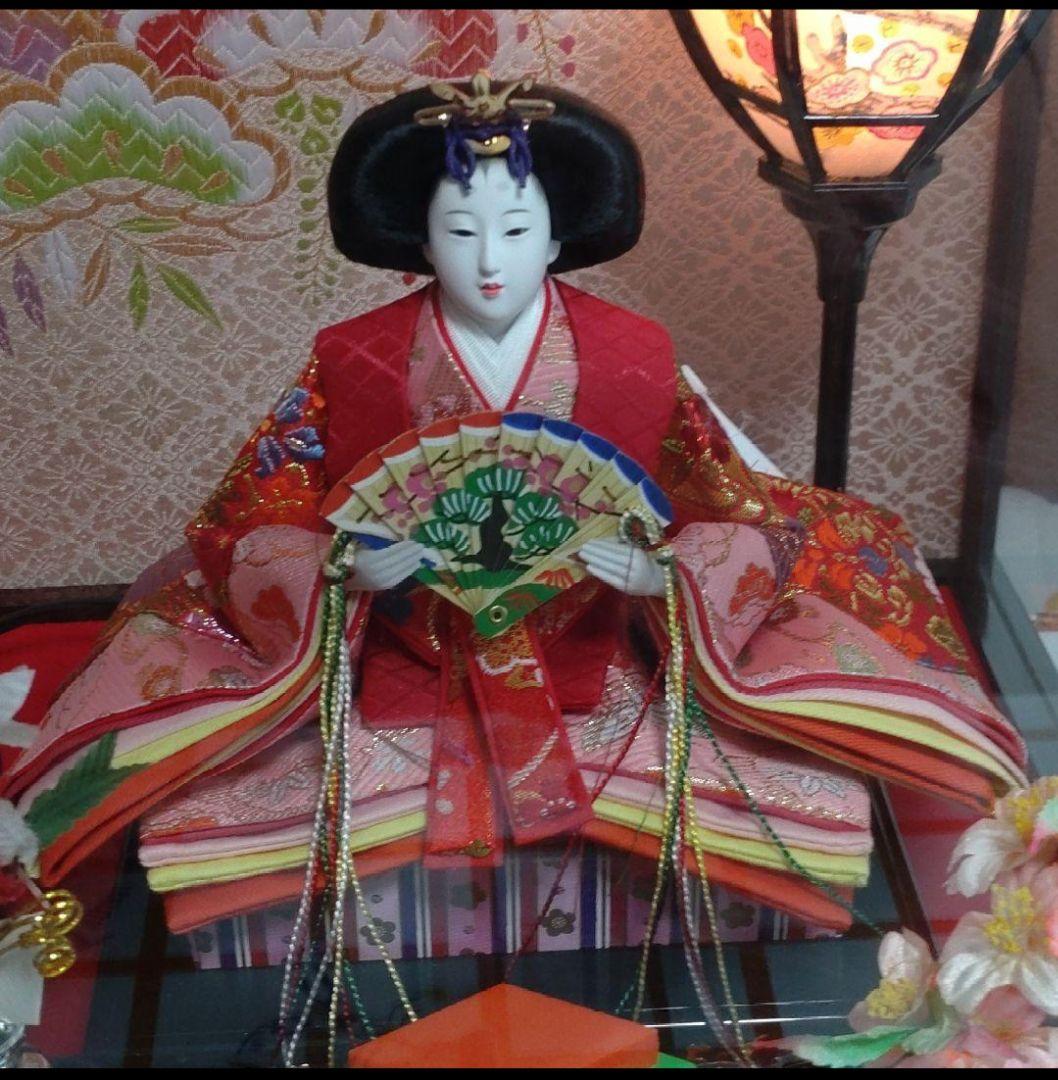 香寿作 お雛飾　親王飾り　雛人形　お雛様 ガラスケース入り