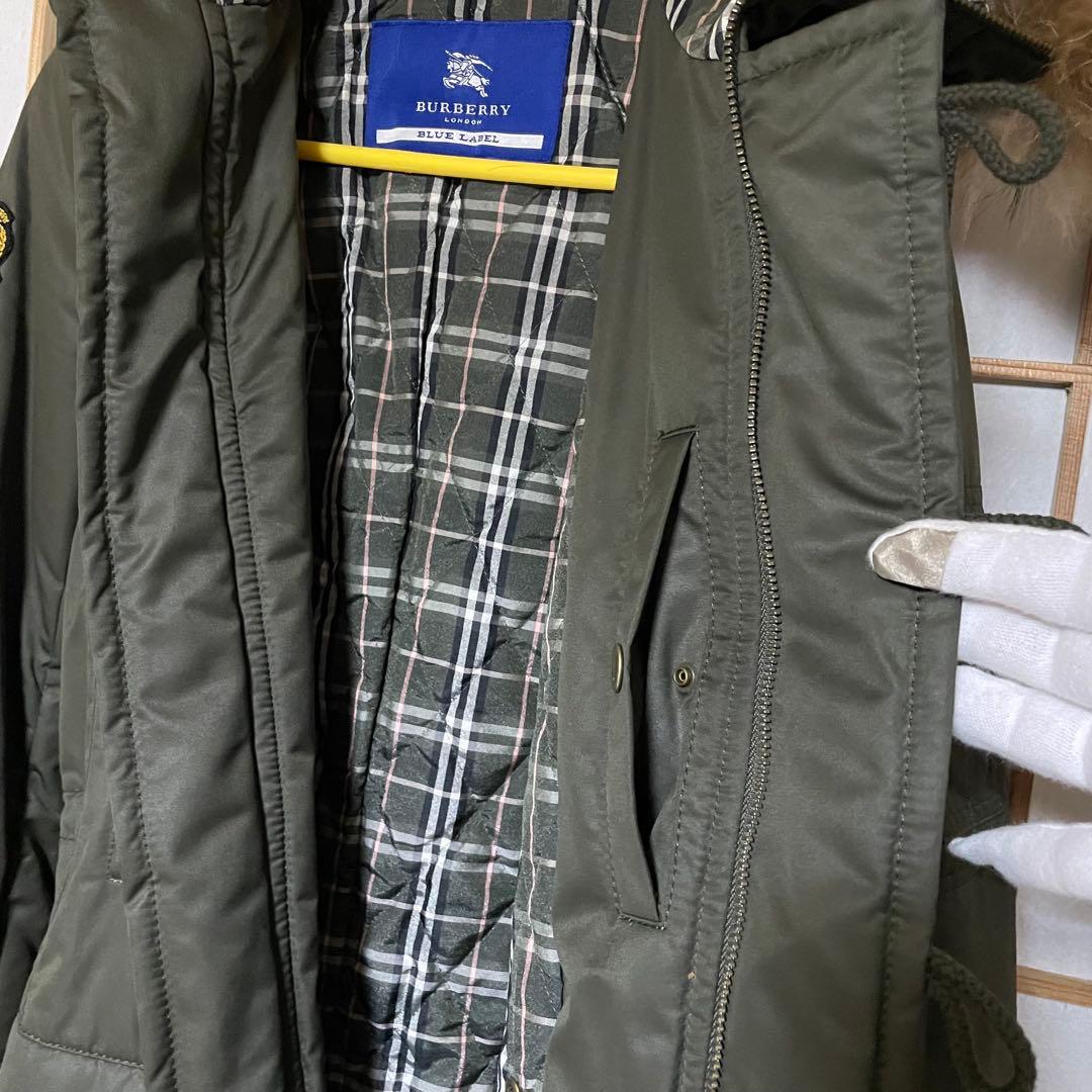 ◆中古美品　BURBERRY モッズコートラクーンファー付き/カーキ38(Ｍ)