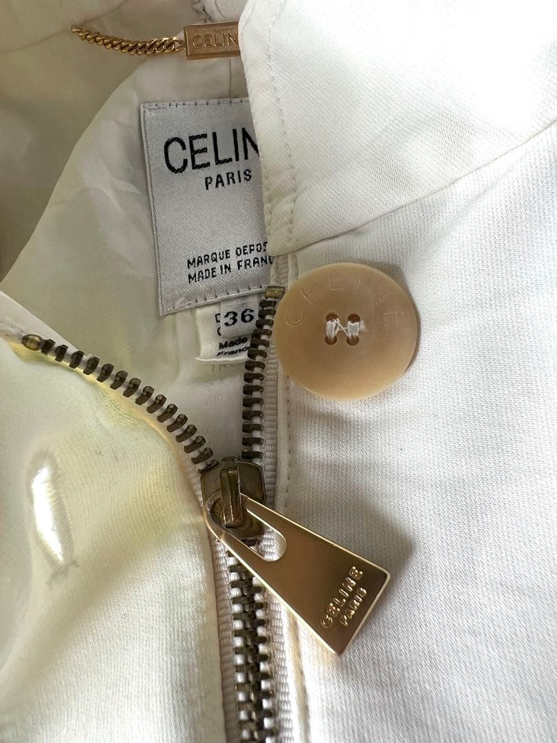90s CELINE フーデッドコート ホワイト ヴィンテージ