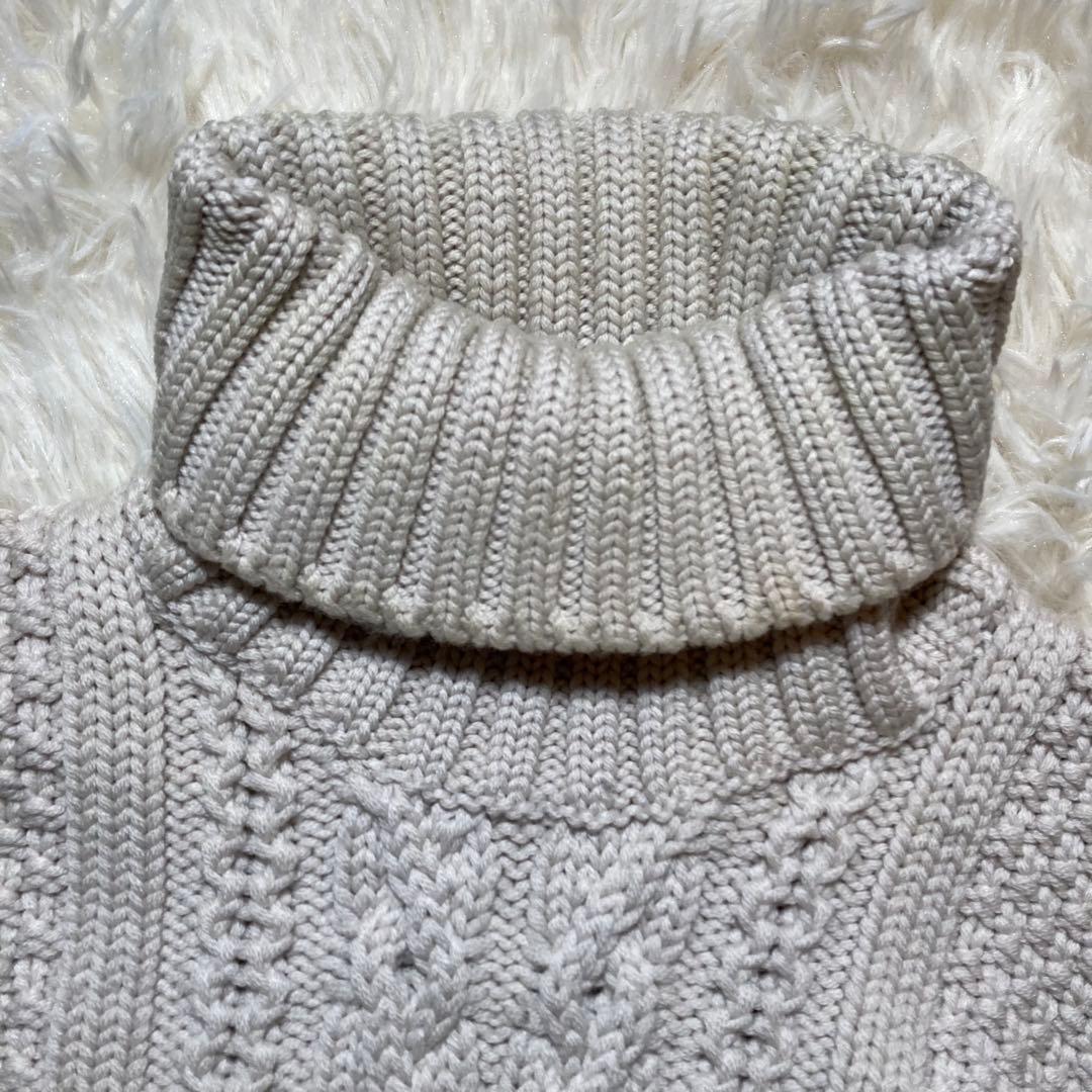 ジルサンダー タートルネック ケーブルニット セーター ベージュ M