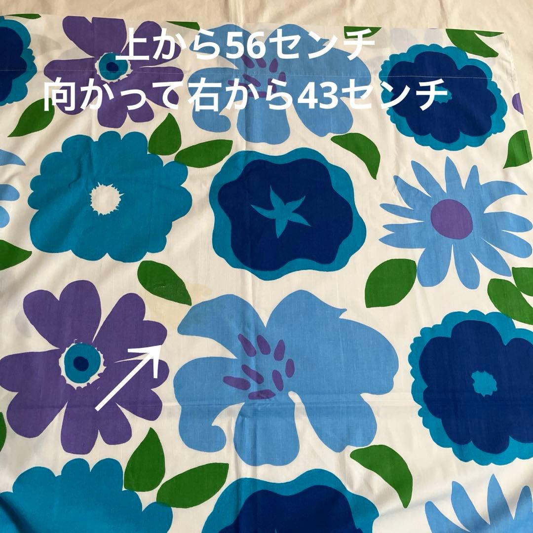 希少！　USマリメッコ　フラットシーツ　未使用　可愛い青花　レトロ　総柄