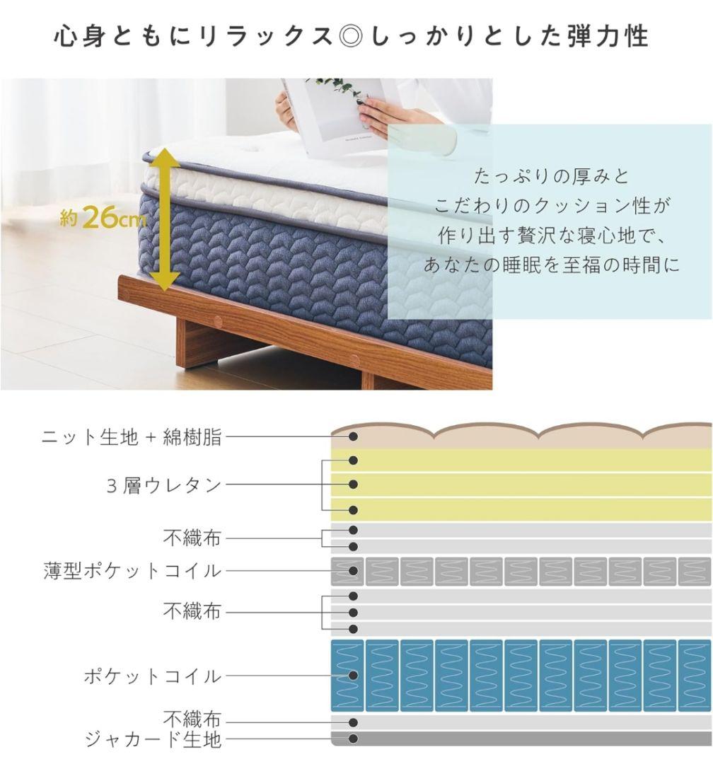 VENTOTA マットレス シングル 2層ポケットコイル 140cm