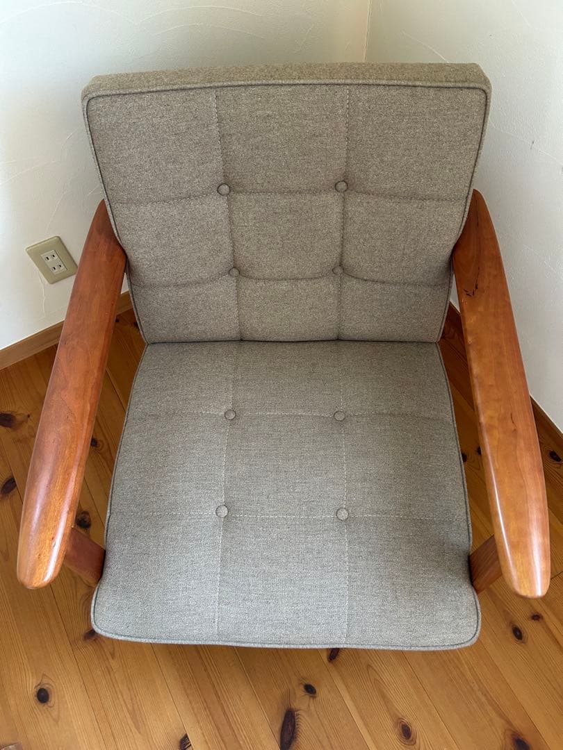 ミッドセンチュリー 1人掛けソファ グレー