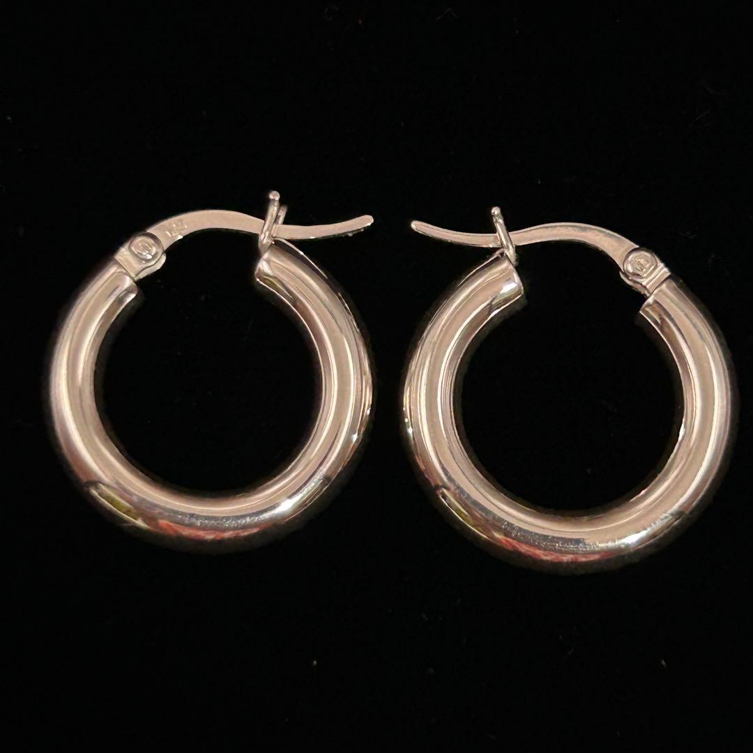 シルバー925 Silver フープピアス/フルハンドメイド/軽研磨仕上げ/両耳