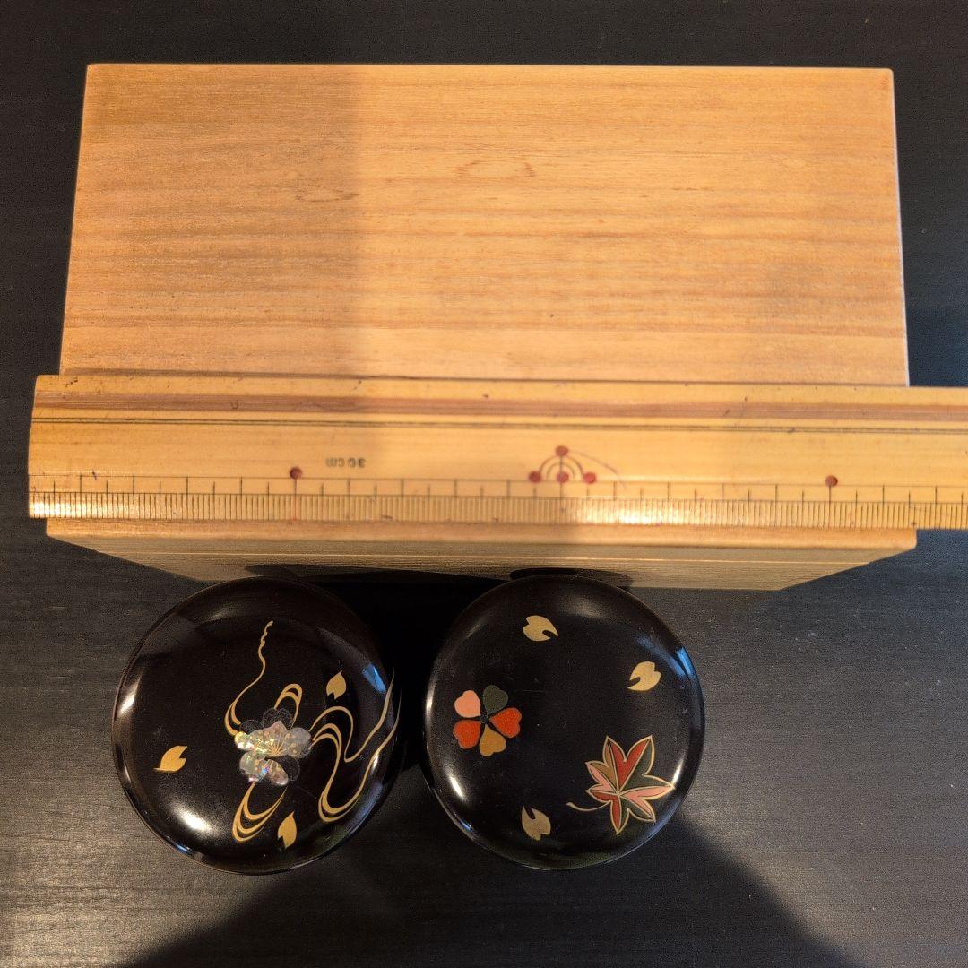 茶道具　桐柾茶通箱　木製漆棗二点　計三点