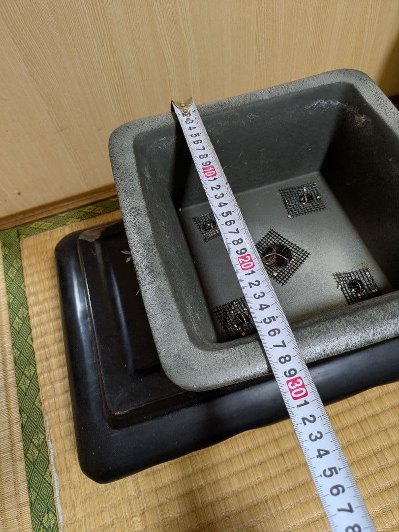 盆栽鉢　正方鉢　グレー 陶器 四角形