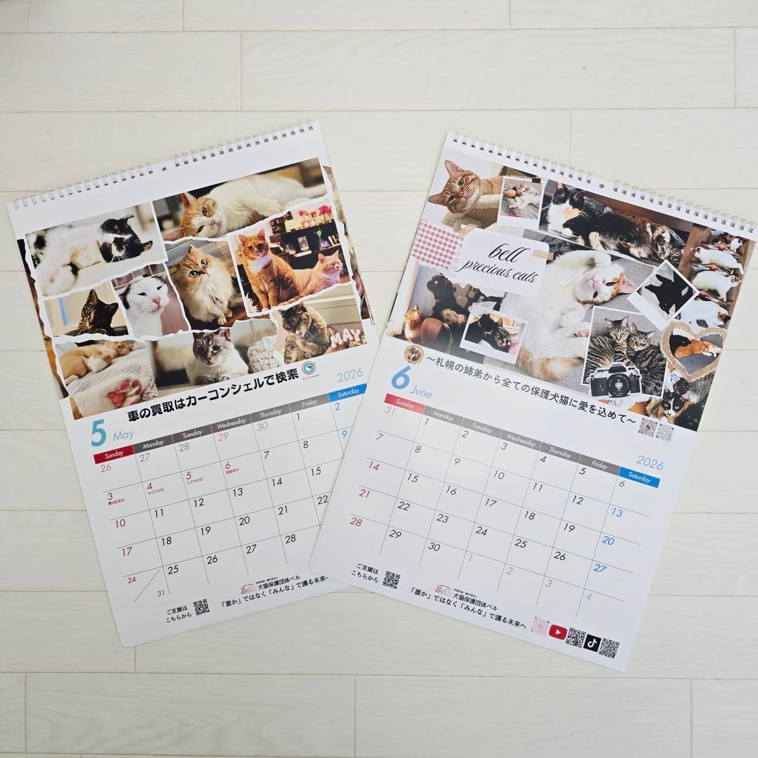 ③《猫》壁掛けチャリティーカレンダー5枚セット