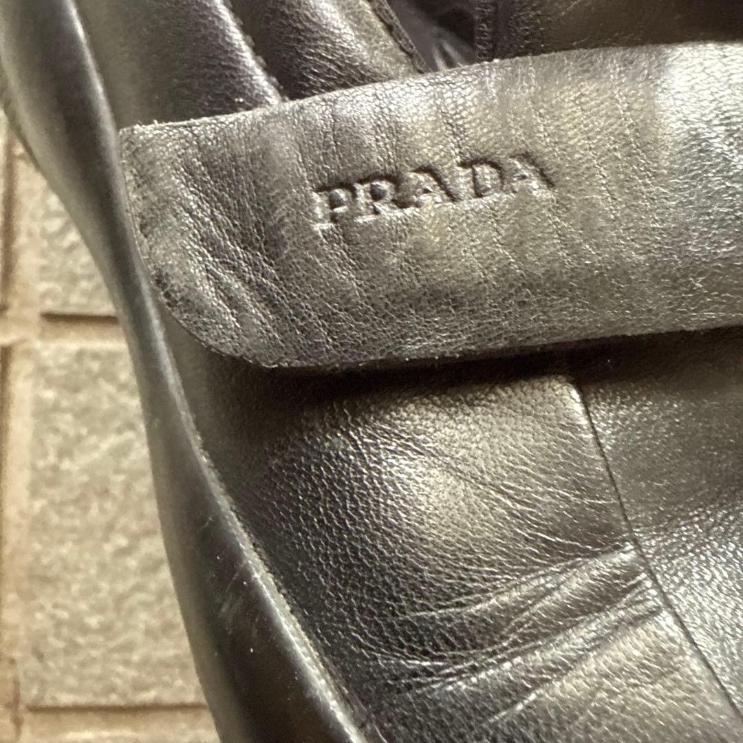 靴 PRADA SPORT Velcro Leather Loafers black