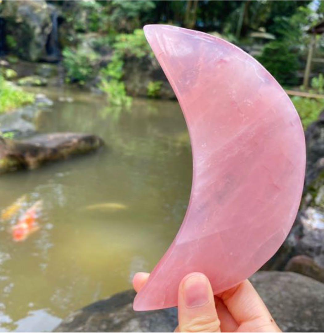 ローズクォーツ　原石　ムーン　プレート