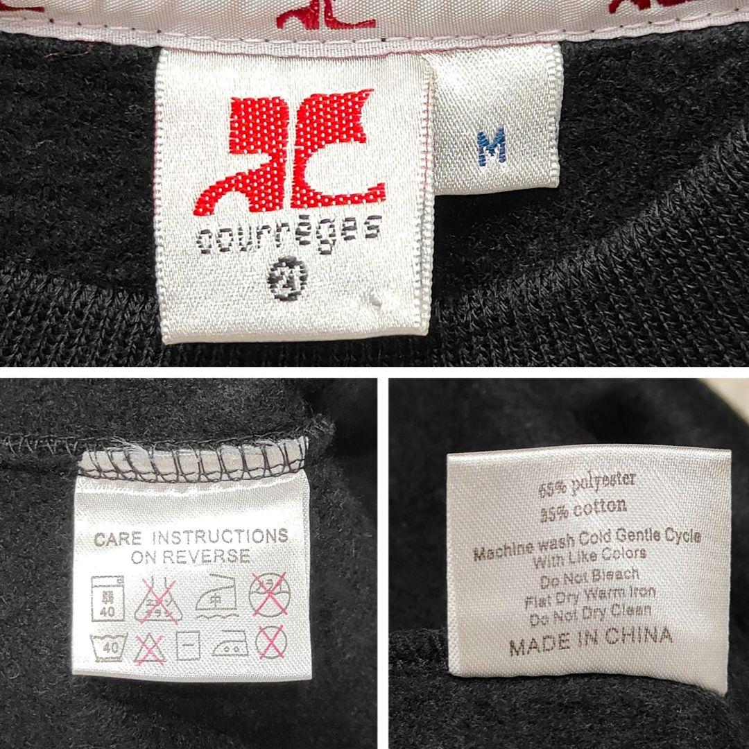 Courreges トレーナー スウェット ロゴ エナメル 黒 ピンク M