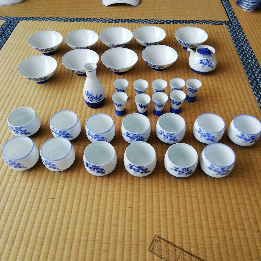 白青花柄陶磁器食器99枚セット