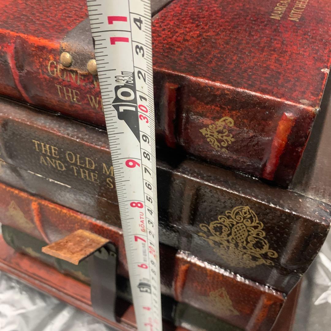 中古アンティーク調 洋書スタイル小物入れ 木製箱 ヴィンテージ風 サイドチェスト