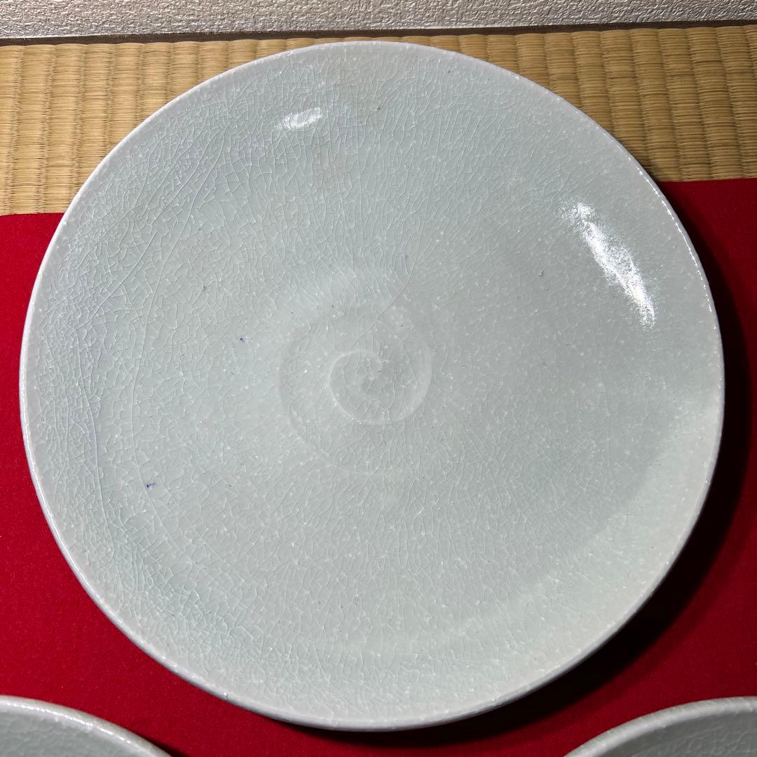 青白磁プレート　笠取　士半窯　荒木義隆　5客セット