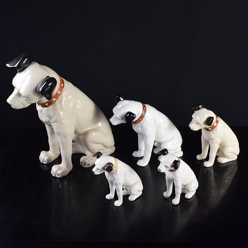 アンティーク　陶器製　ビクター犬　ニッパー君　大中小11点　M　R7698B