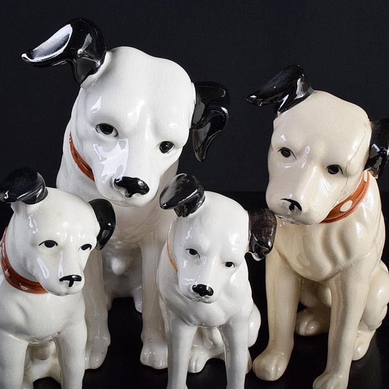 アンティーク　陶器製　ビクター犬　ニッパー君　大中小11点　M　R7698B