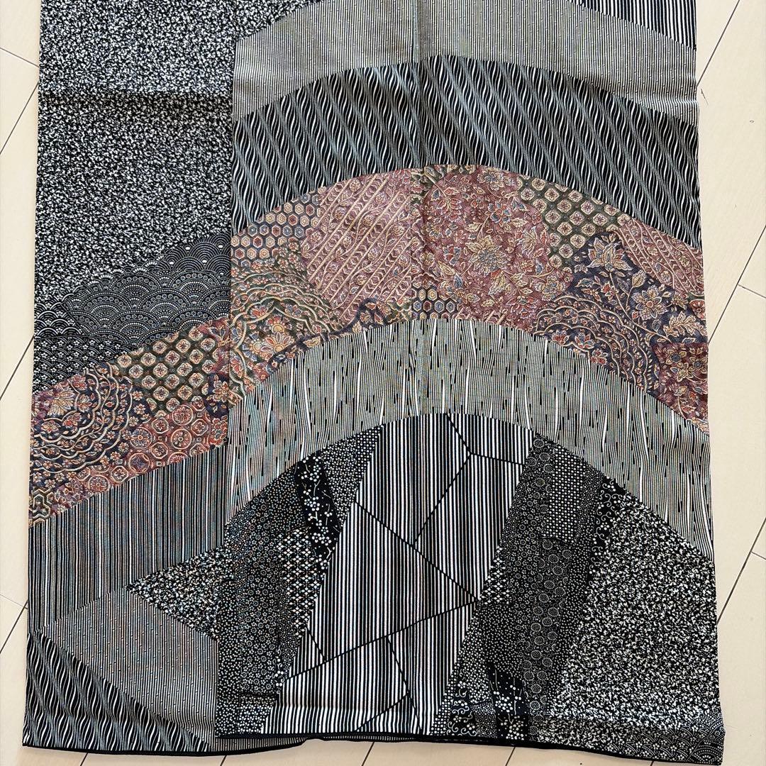 も*も様 ■E5848■美品■正絹■染谷梅治　落款　黒　江戸小紋　訪問着■丈16