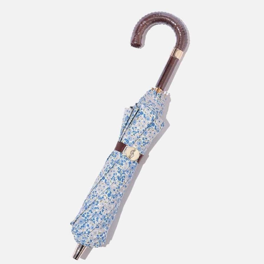 新品★ポロラルフローレン★フラワープリント晴雨兼用2段折りたたみ日傘★ブルー系傘