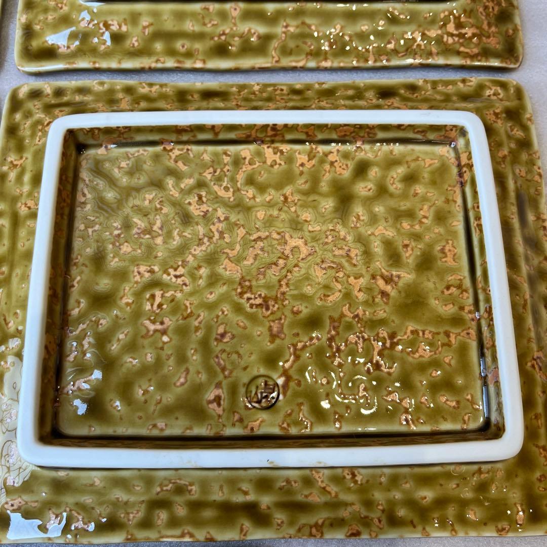 有田焼　其泉窯　伊良保山水焼物皿揃　貝山作　角皿5枚