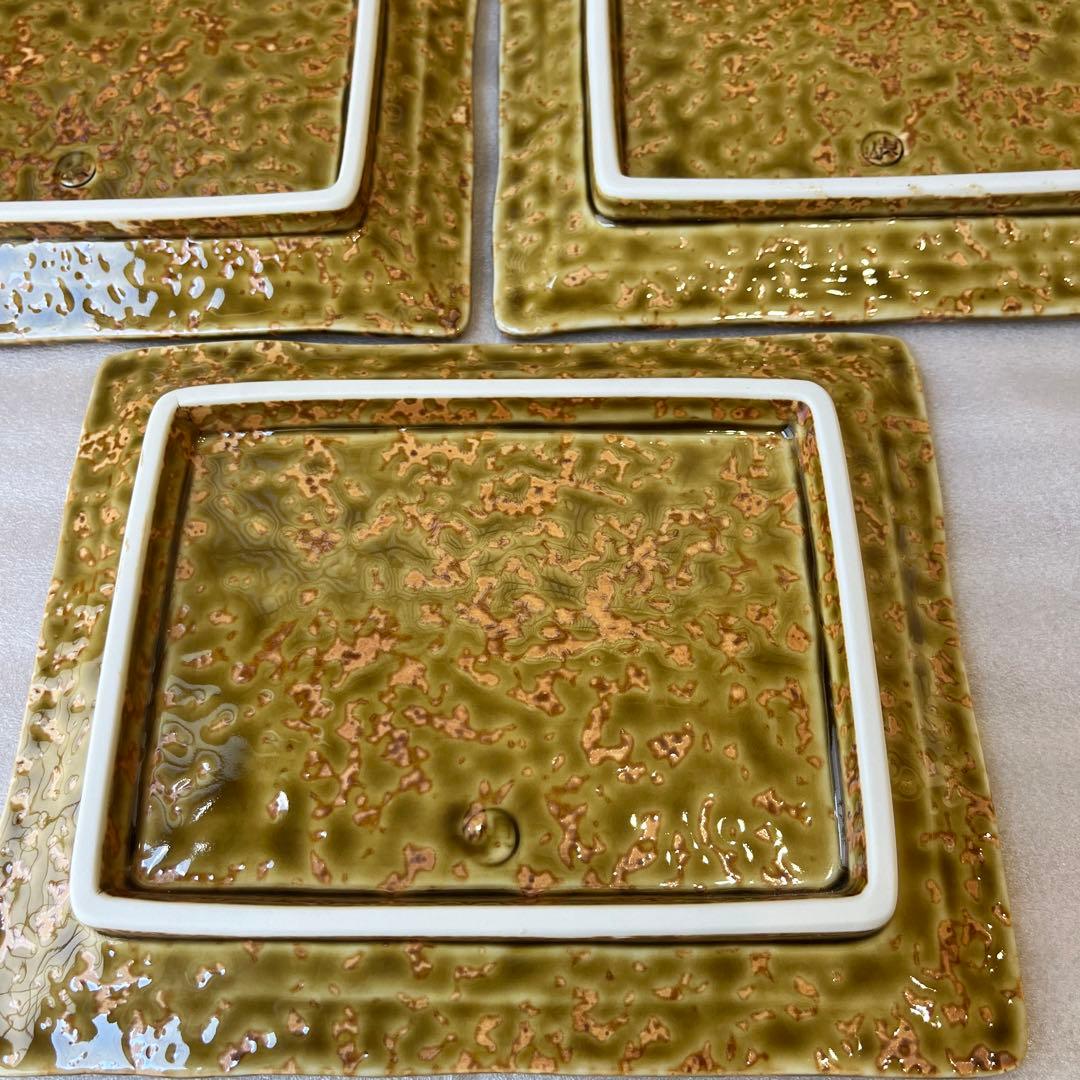 有田焼　其泉窯　伊良保山水焼物皿揃　貝山作　角皿5枚