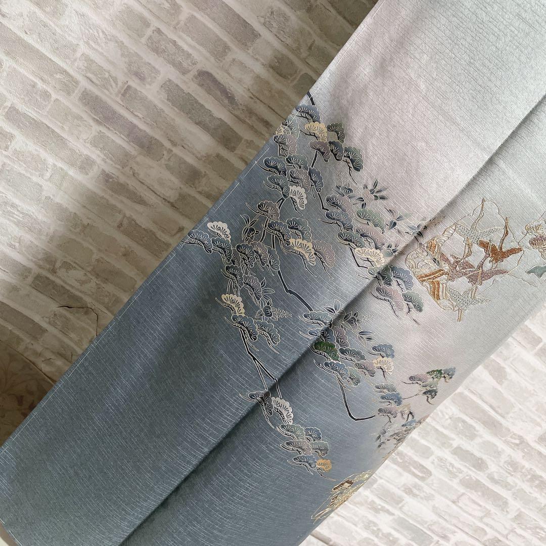 訪問着　フルセット　松　飛び立つ鶴　汕頭刺繍　綸子　金彩　入学式　P1