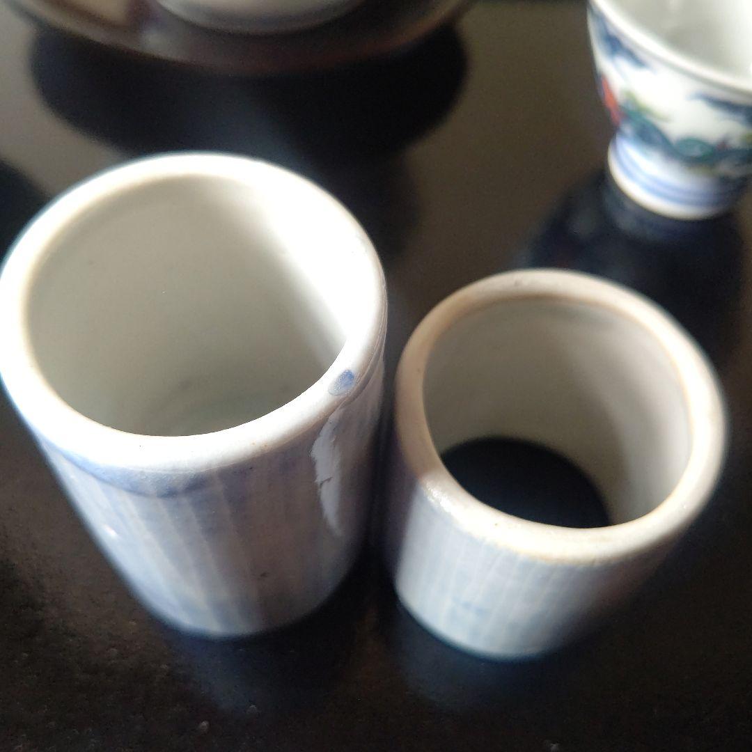 値下げ！大明成化年製　煎茶道具　お点前セット　お盆付　茶筒