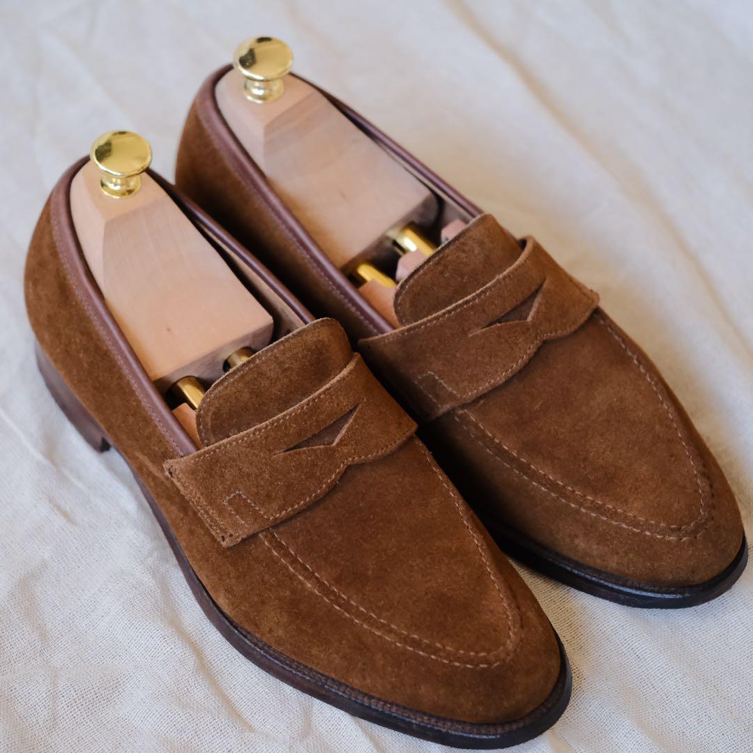 Crockett & Jonesスエードローファー SYDNEY茶5E