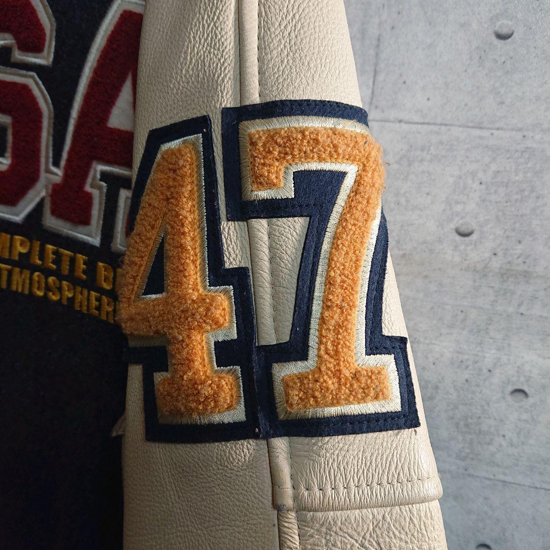 スミスアメリカン★パイルロゴ アームレザー スタジャン 灰 ベージュ L相当