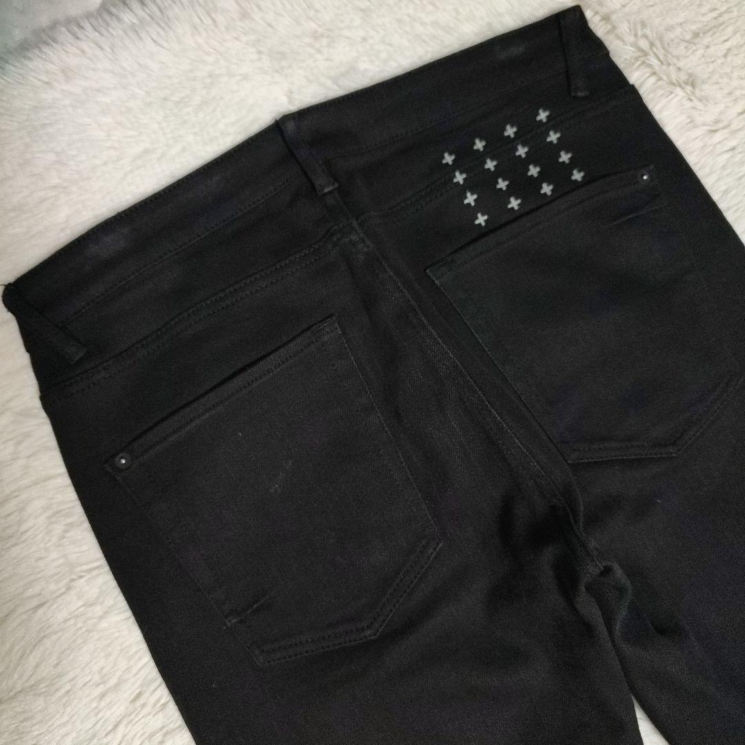勝*山様 KSUBI size 34 スキニーデニムパンツ ブラック ストレッチ