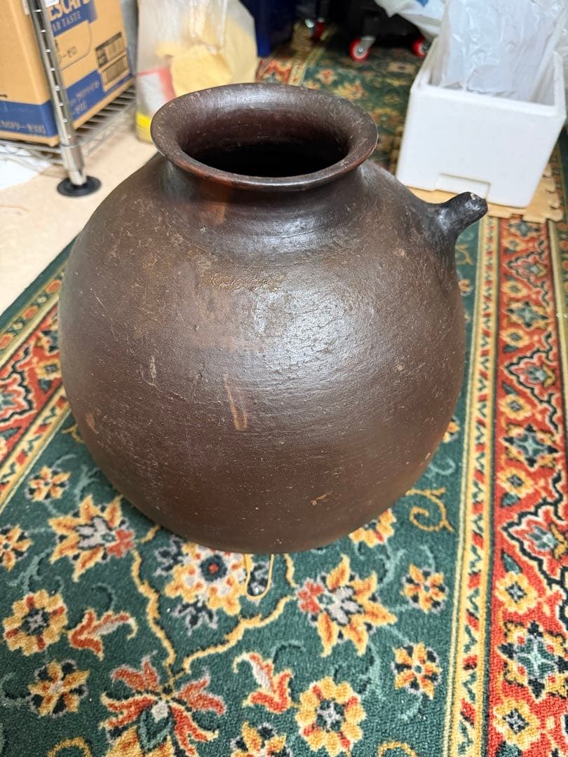 丹波焼　中型丸型壺　片口壺　アンティーク　最終価格