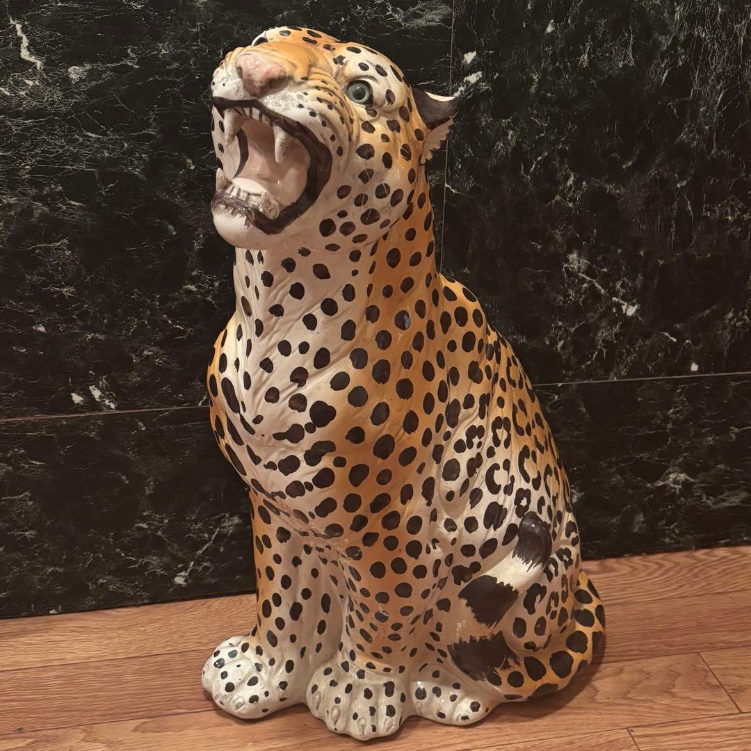 美品！豹　特大　陶器　置き物　インテリア　オブジェ　イタリア製