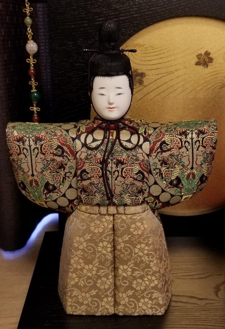 【値引き断行！】【未使用/超美品】原孝洲作　木目込み立雛　木製台・桐箱付き