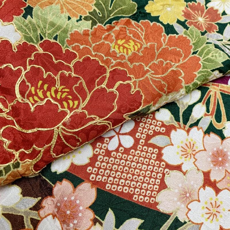 602z26.403u1.404y3.小物.半衿.311x11☆振袖 緑 古典柄