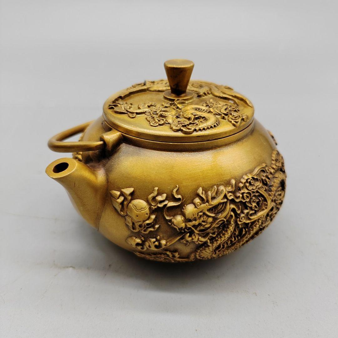 銅製 銅壺 龍鳳茶壺 徳利 手提げ壺茶道具 装飾品 工芸品 置物