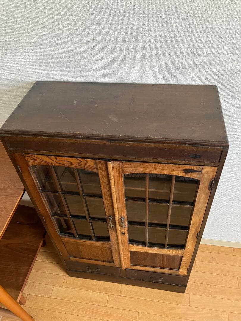 【Hamtaurosさま専用です】　アンティーク　木製ガラス扉キャビネット