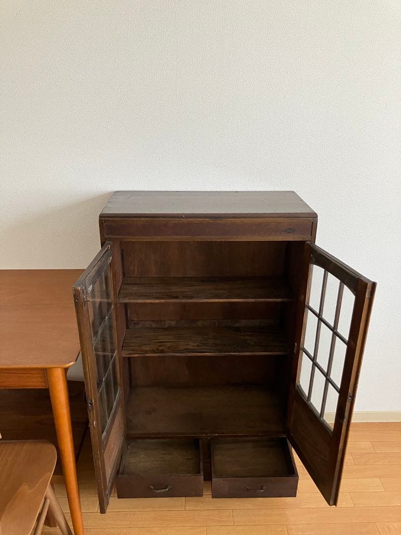 【Hamtaurosさま専用です】　アンティーク　木製ガラス扉キャビネット