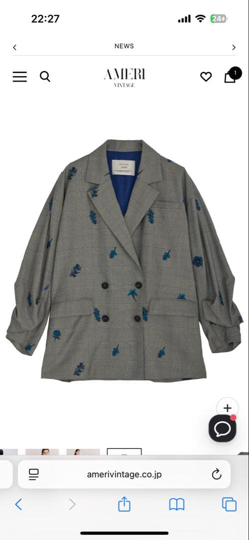 【ほぼ未使用】CHECK FLOWER PAPA JACKET Sサイズ