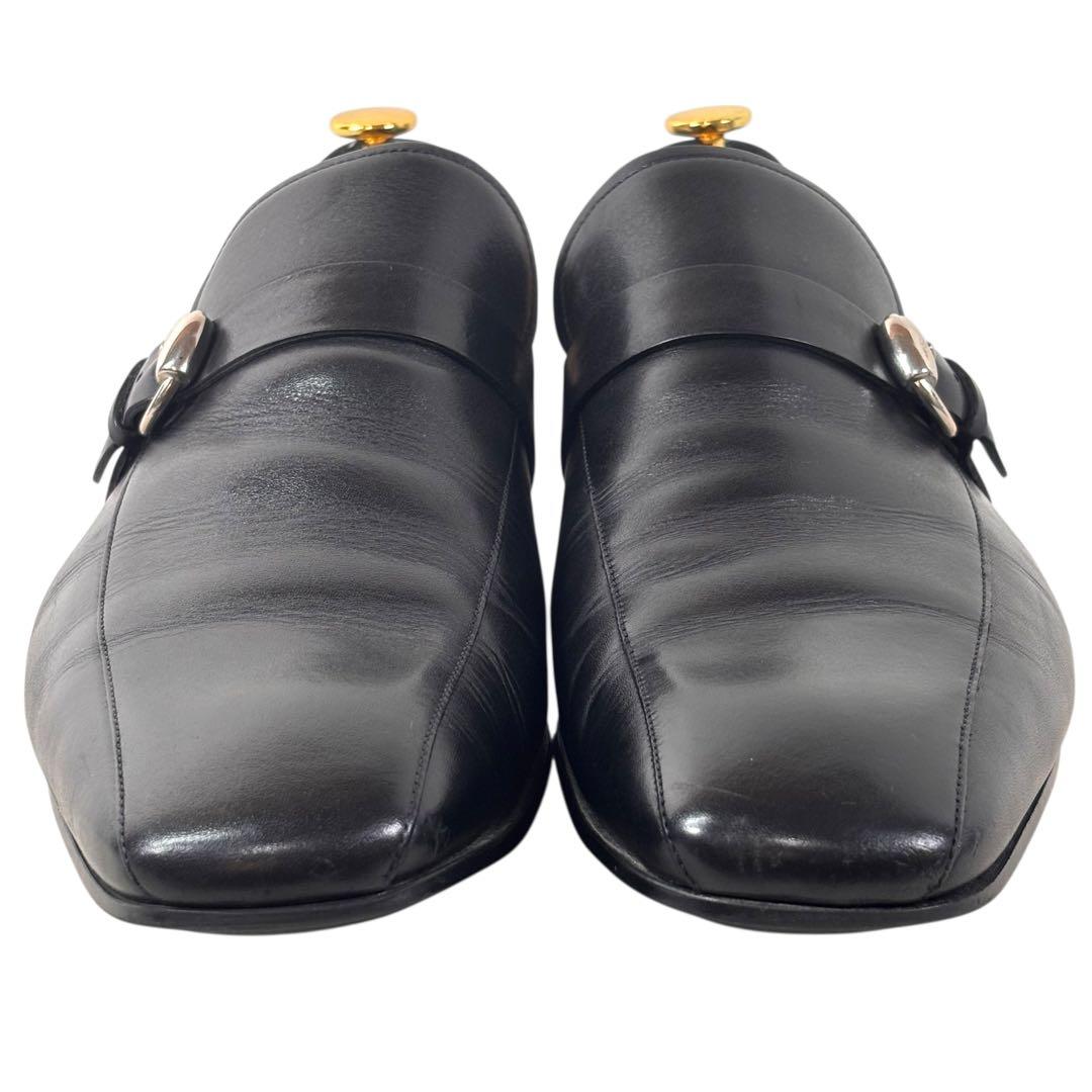 グッチ 11 1/2 30.5 レザー ビジネス シングルモンク ブラック 黒