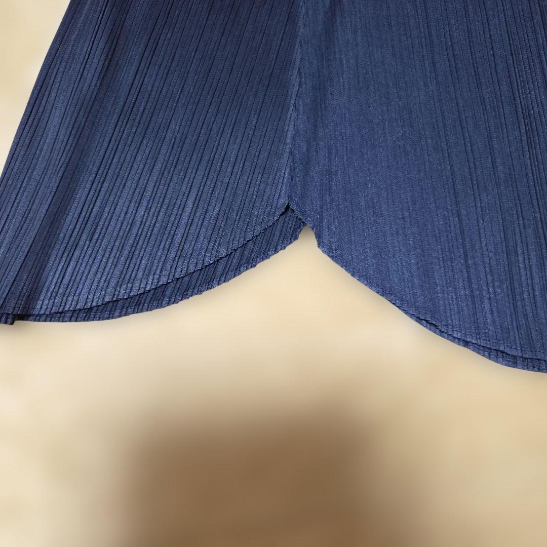 PLEATS PLEASE ネイビー ワイドパンツ