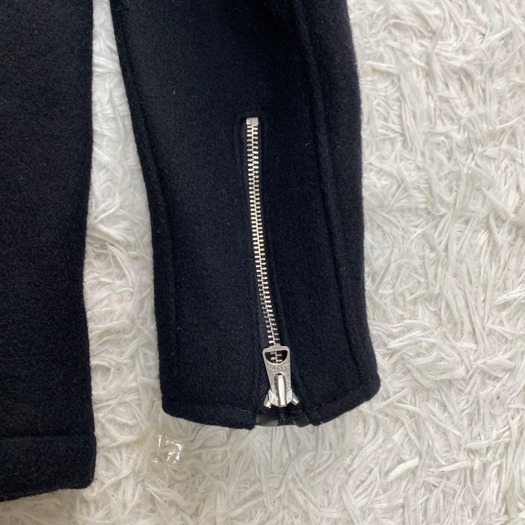 SCHOTT ライダース 裏地キルティング　Pコート　ブラック　スタッズ　星