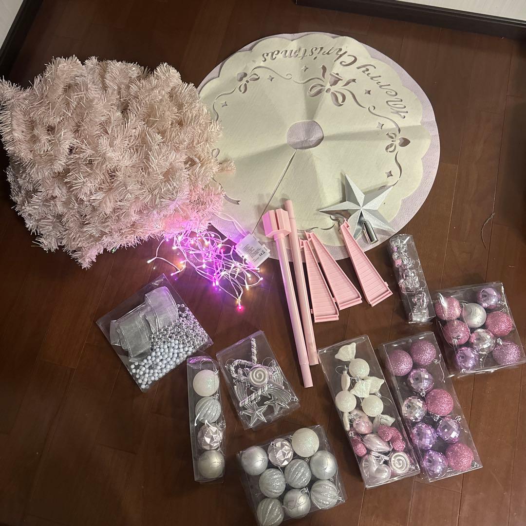 Francfranc ピンククリスマスツリーセット 150cm オーナメント付き