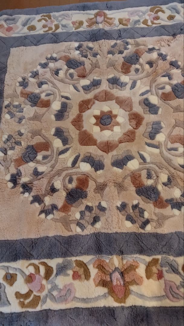 花柄フリースラグ 大きめ