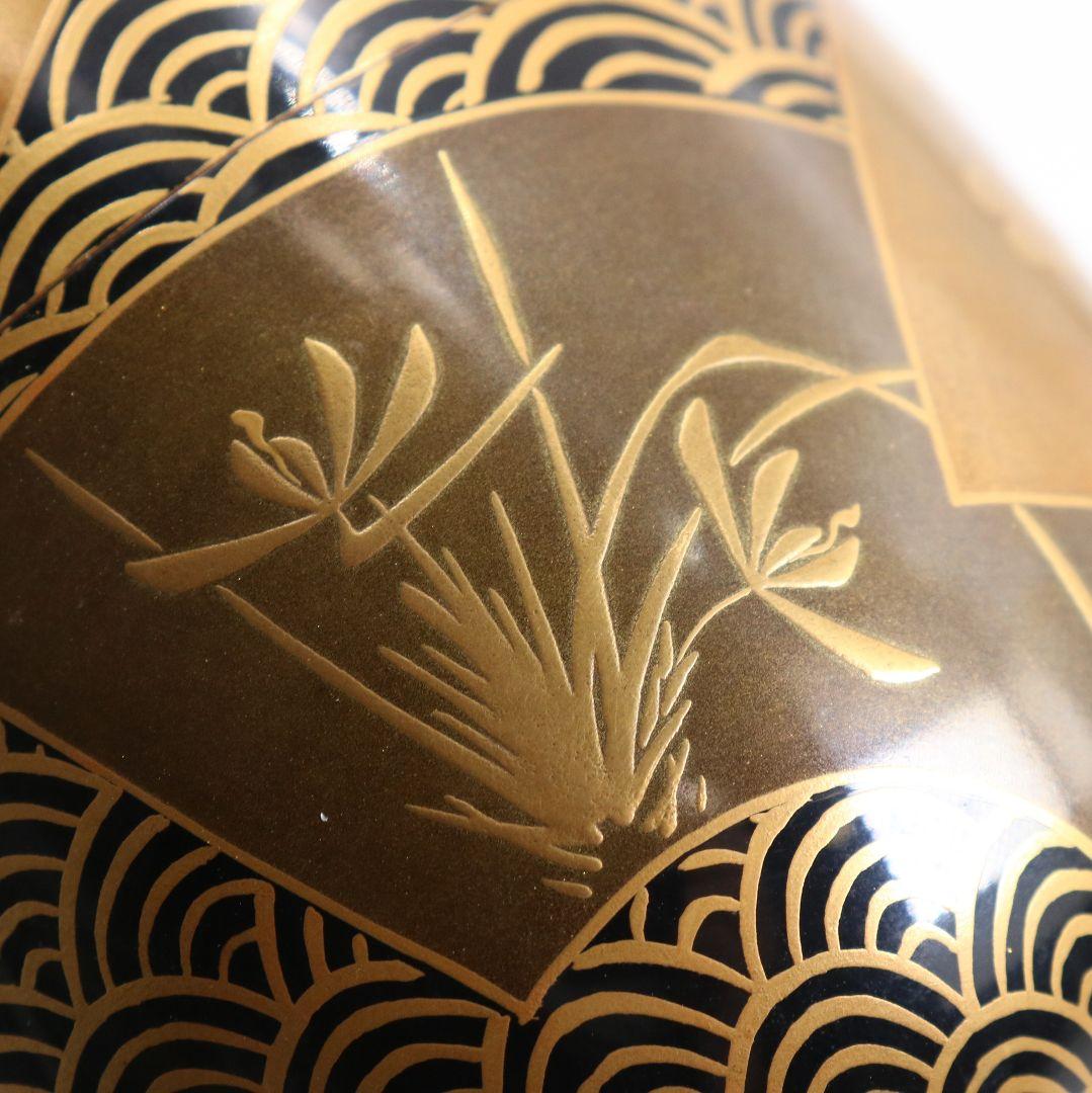 Gojyo 青海波に五君子蒔絵 中棗 松竹梅 内金梨子地 茶道具　M881