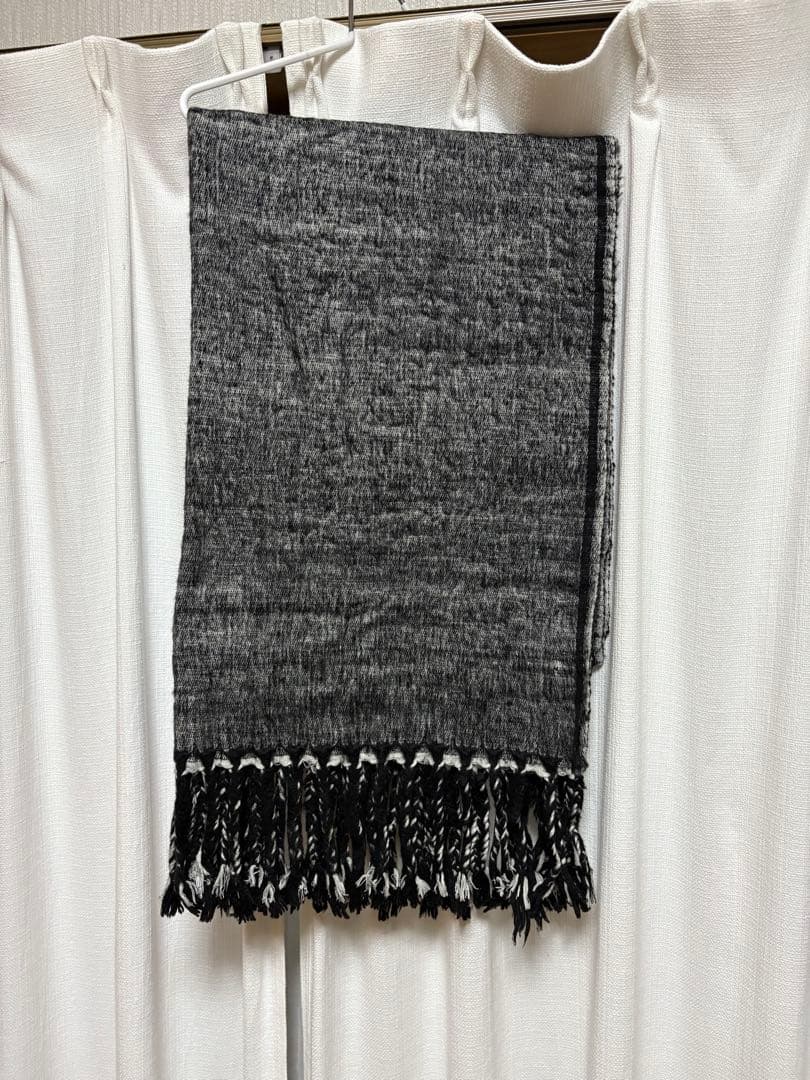 【CTHY】YAK WOOL LINE FRINGE STOLE／GRAY