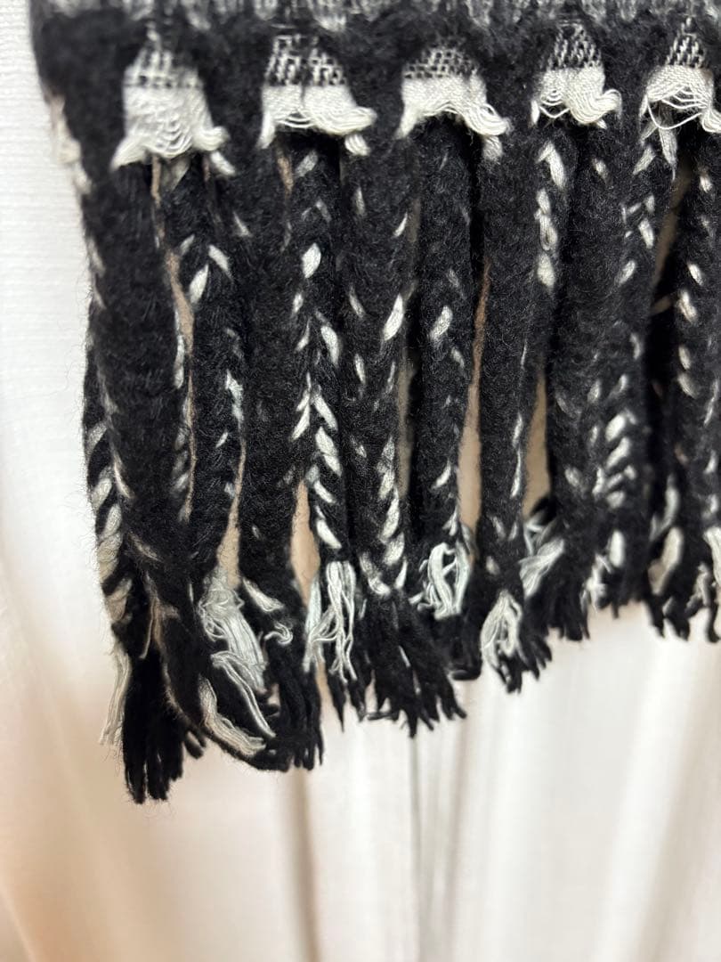 【CTHY】YAK WOOL LINE FRINGE STOLE／GRAY