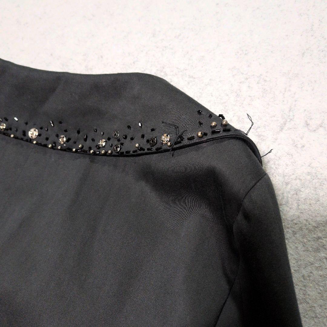 MOSCHINO ビジュー ビーズ フリル テーラードジャケット ブラック