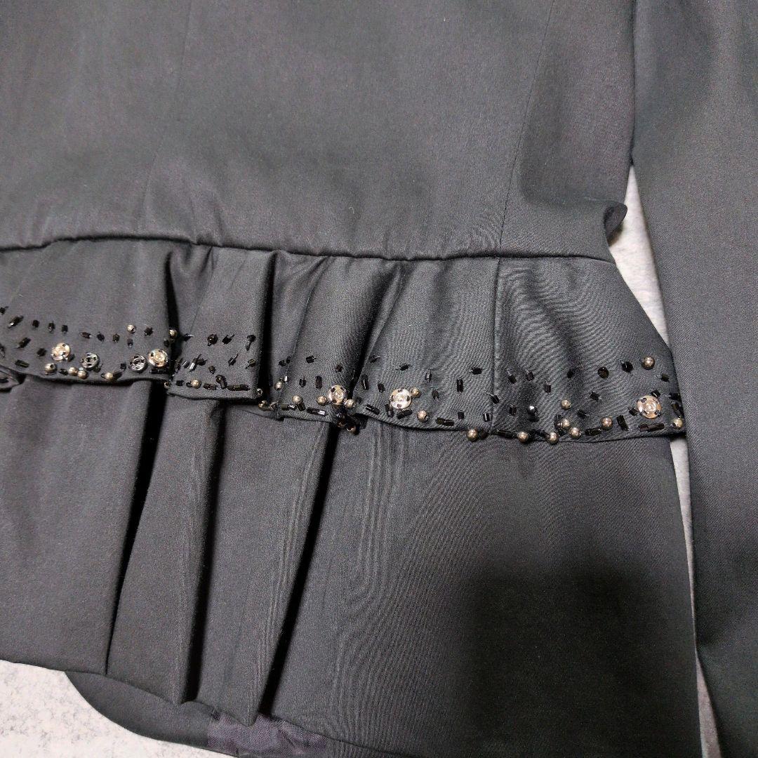 MOSCHINO ビジュー ビーズ フリル テーラードジャケット ブラック