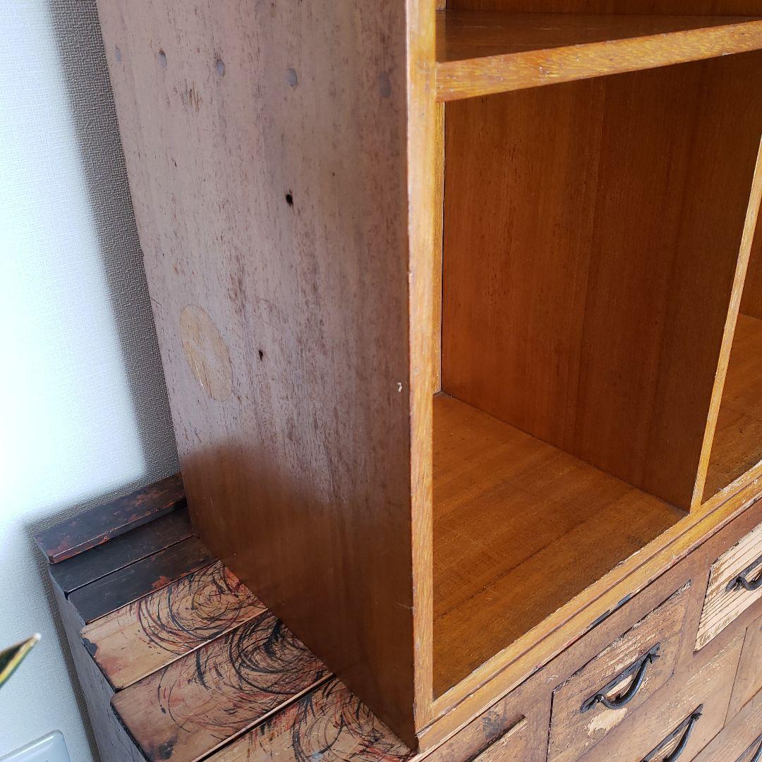 希少　ラワン材　木製オープンシェルフ　古家具　古道具　本棚　ヴィンテージ