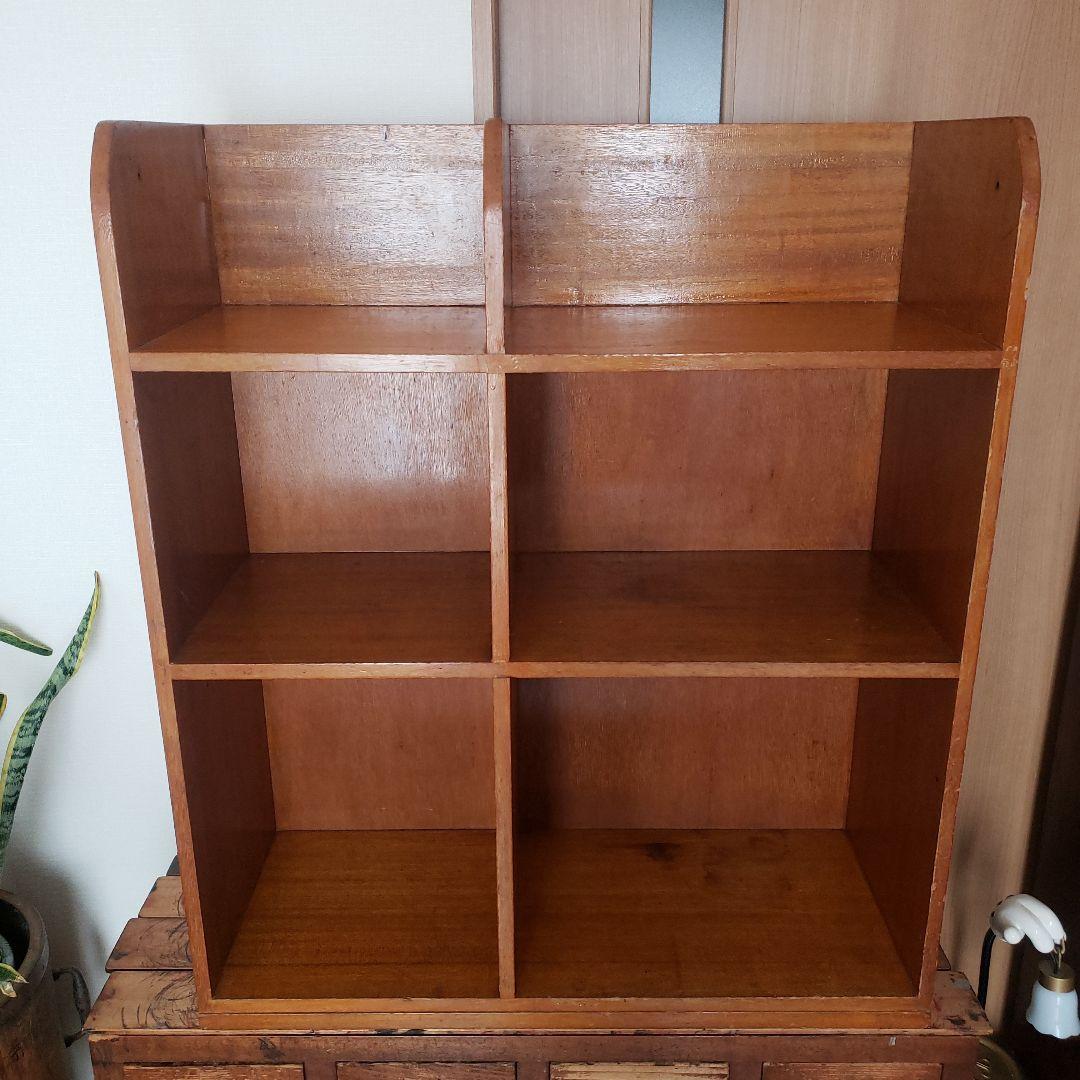 希少　ラワン材　木製オープンシェルフ　古家具　古道具　本棚　ヴィンテージ